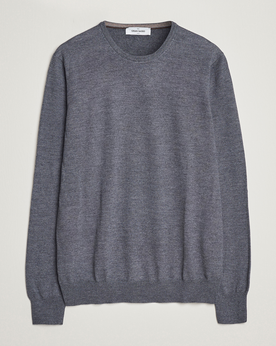Herren | Pullover | Gran Sasso | Merino Fashion Fit Crew Neck Pullover Grey Melange