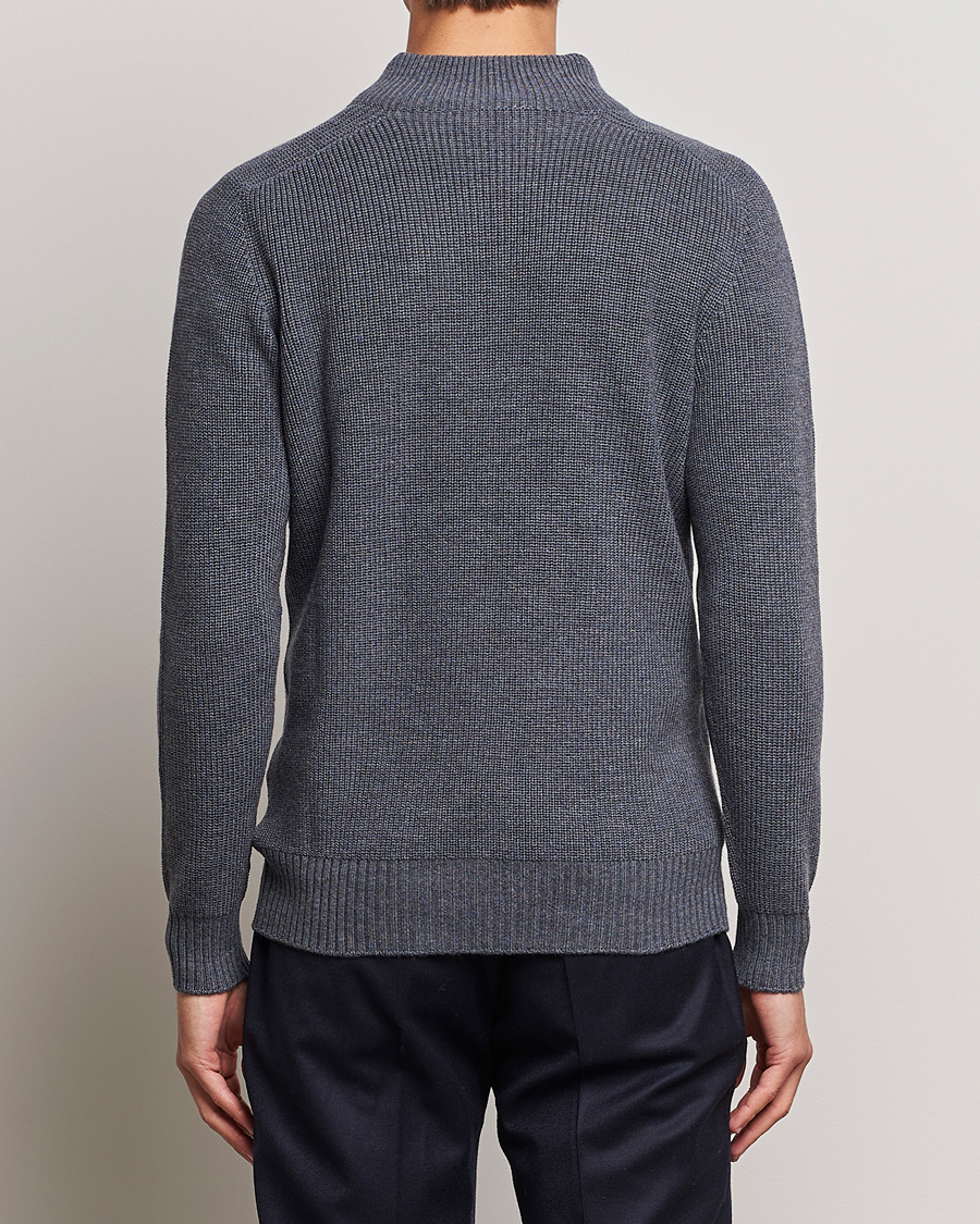 Herren | Pullover | Gran Sasso | Rainwool Half Zip Grey Melange