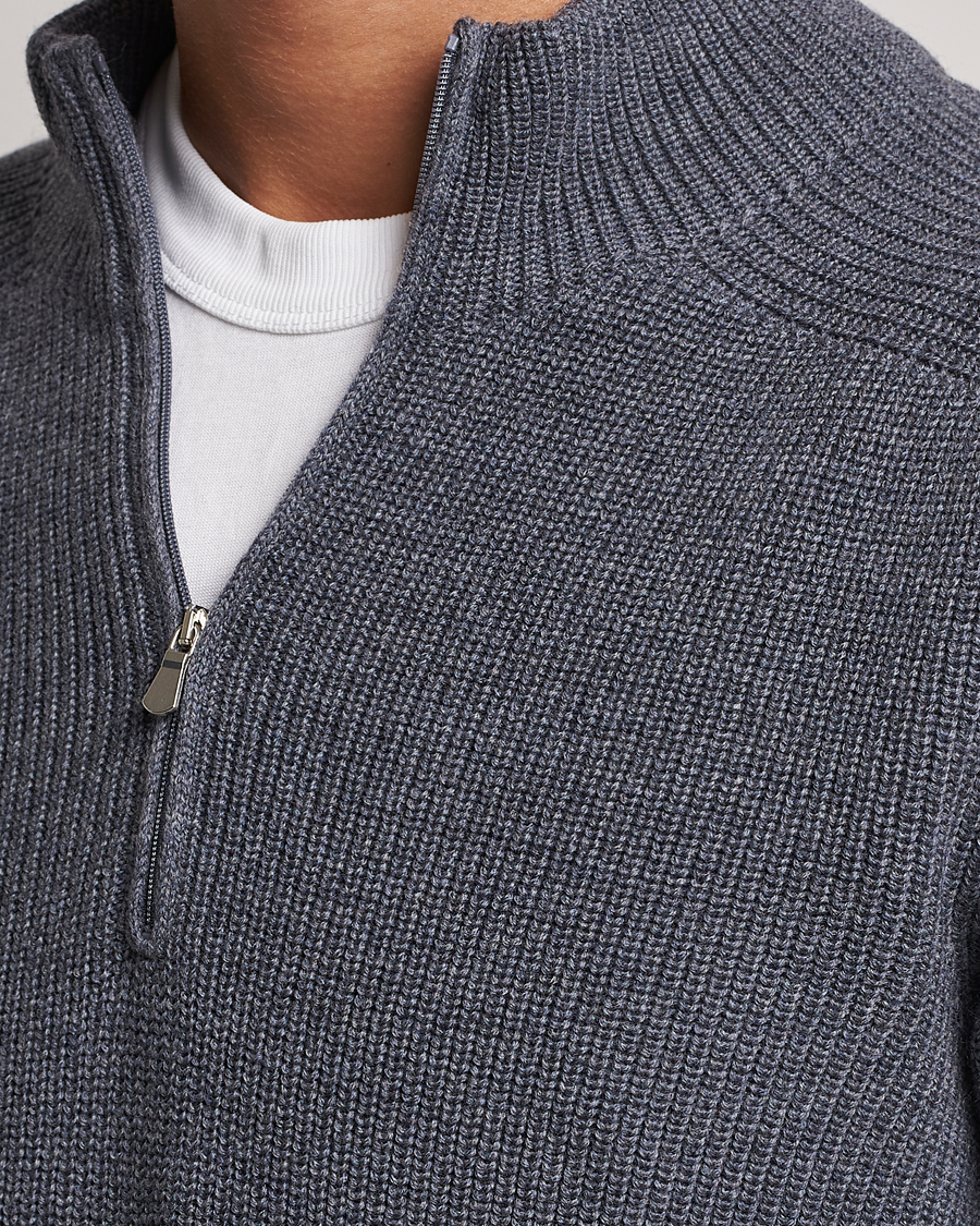 Herren | Pullover | Gran Sasso | Rainwool Half Zip Grey Melange