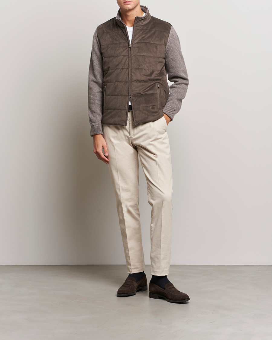 Herren | Pullover | Gran Sasso | Wool/Alcantara Full Zip Grey