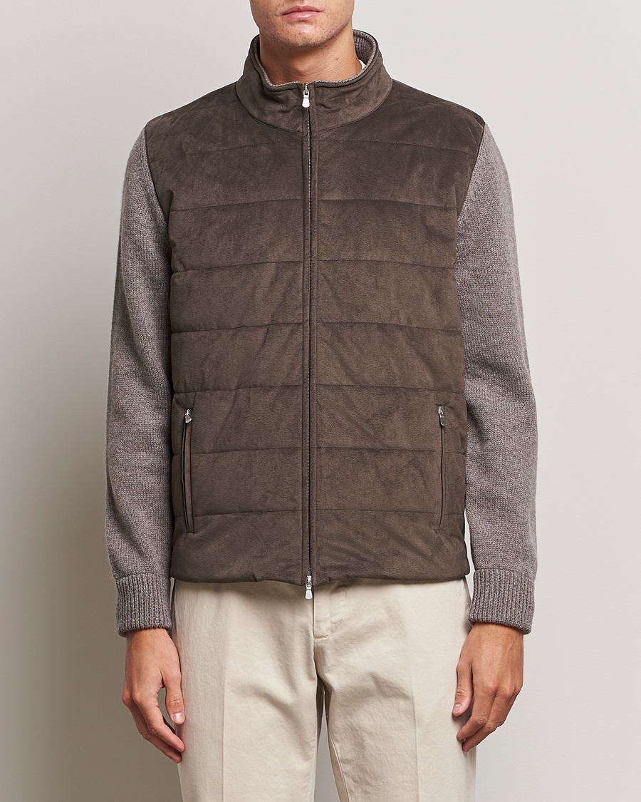 Herren | Pullover | Gran Sasso | Wool/Alcantara Full Zip Grey
