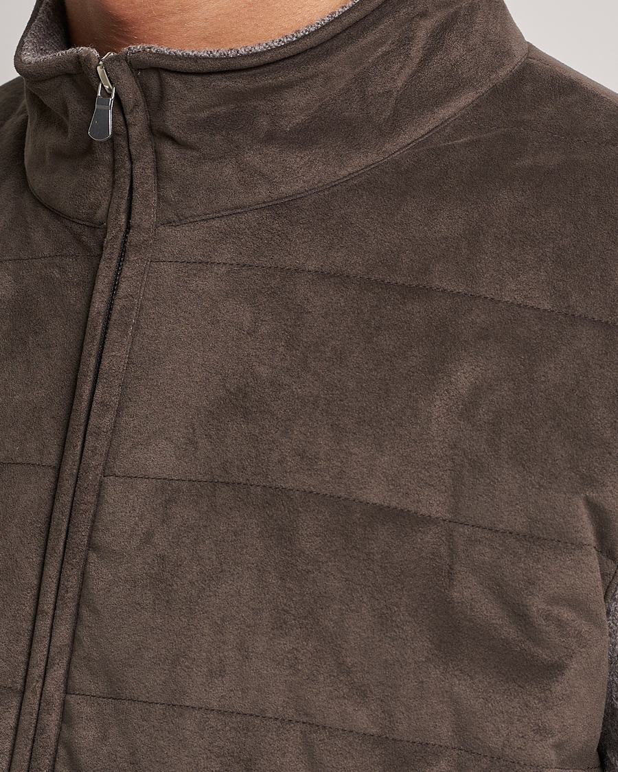 Herren | Pullover | Gran Sasso | Wool/Alcantara Full Zip Grey