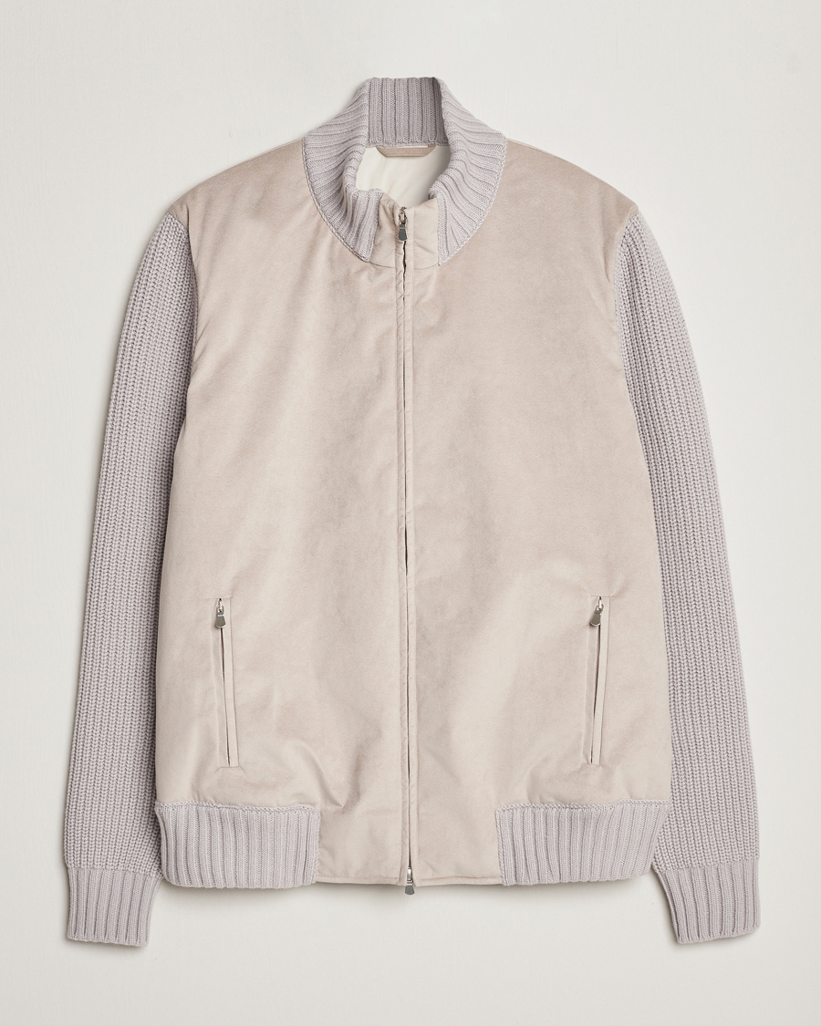 Herren | Jacken | Gran Sasso | Wool/Alcantara Padded Full Zip Sand/Creme