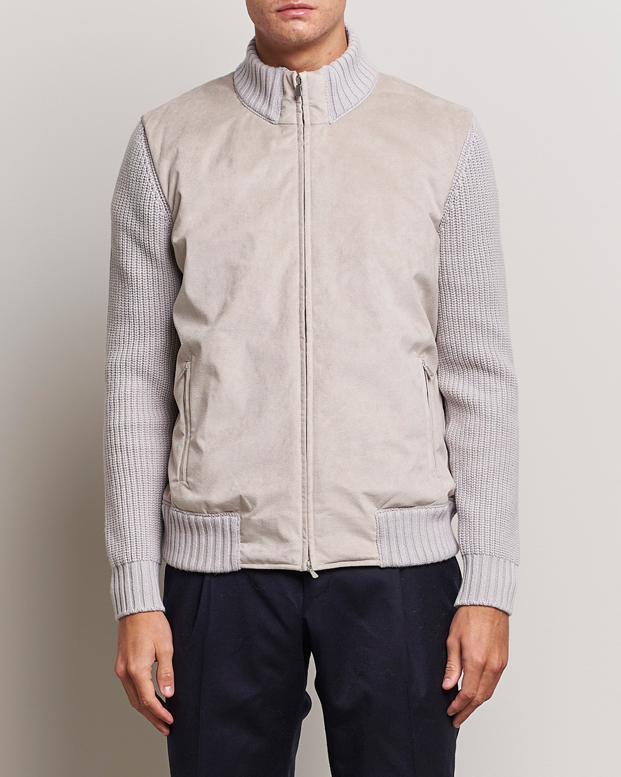 Herren | Jacken | Gran Sasso | Wool/Alcantara Padded Full Zip Sand/Creme