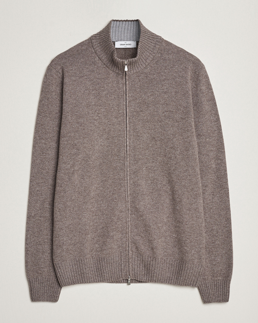 Herren | Pullover | Gran Sasso | Wool/Cashmere Full Zip Light Brown Melange