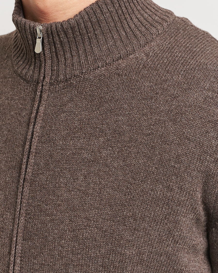 Herren | Pullover | Gran Sasso | Wool/Cashmere Full Zip Brown Melange