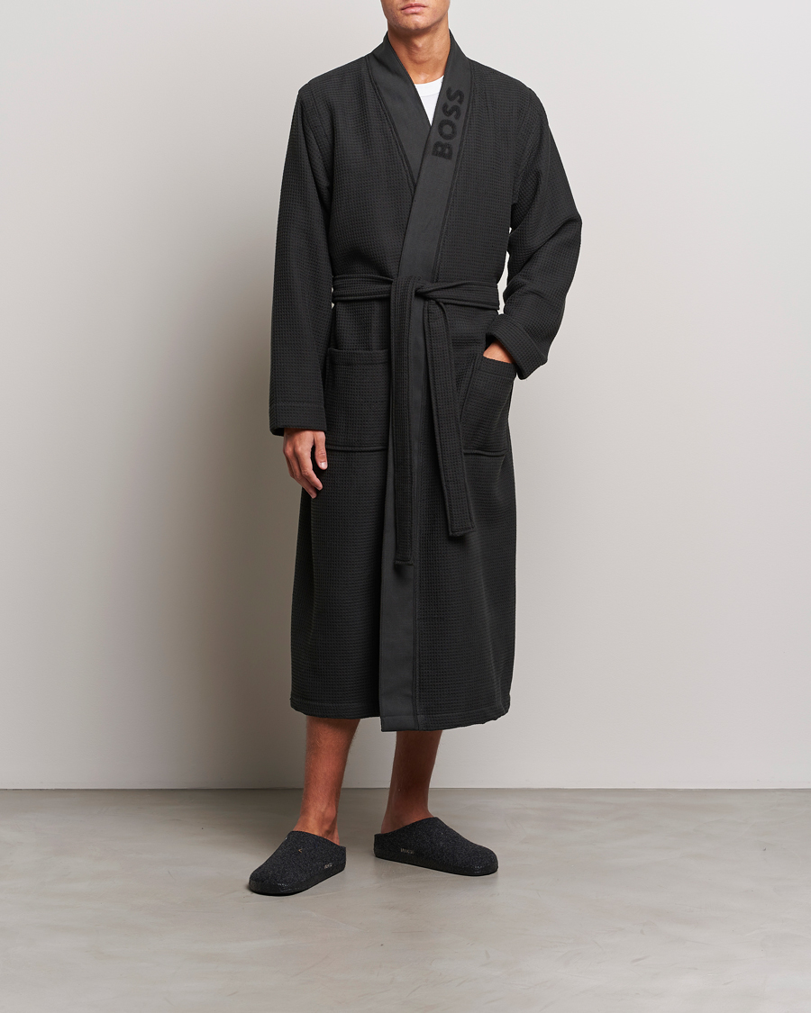 Herren | Schlafanzüge & Bademäntel | BOSS BLACK | Waffle Kimono Black