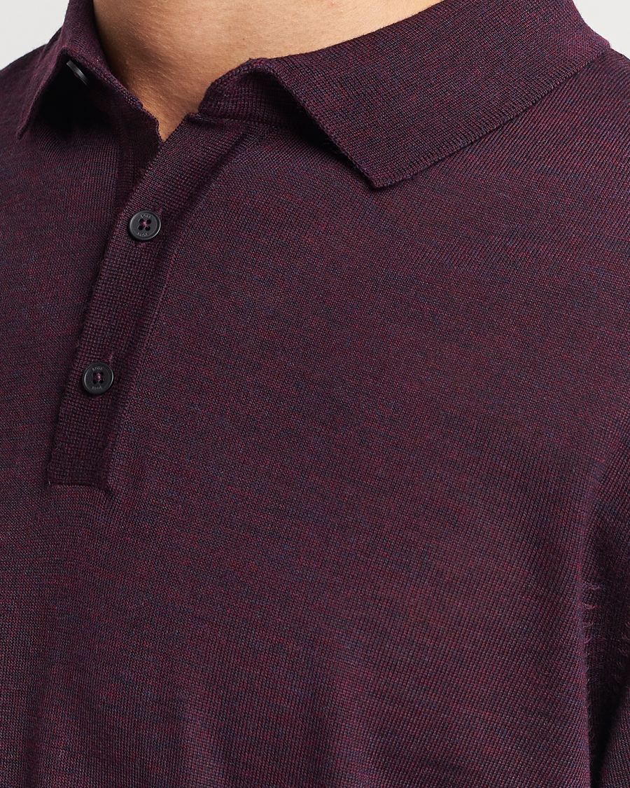 Herren | Pullover | BOSS BLACK | Lancione Merino Knitted Polo Dark Red