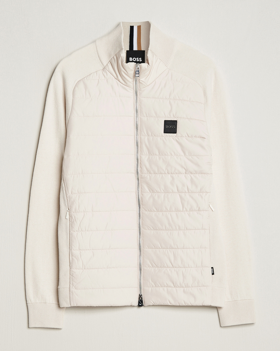 Herren | Pullover | BOSS BLACK | Medesimo Hybrid Full Zip Open White