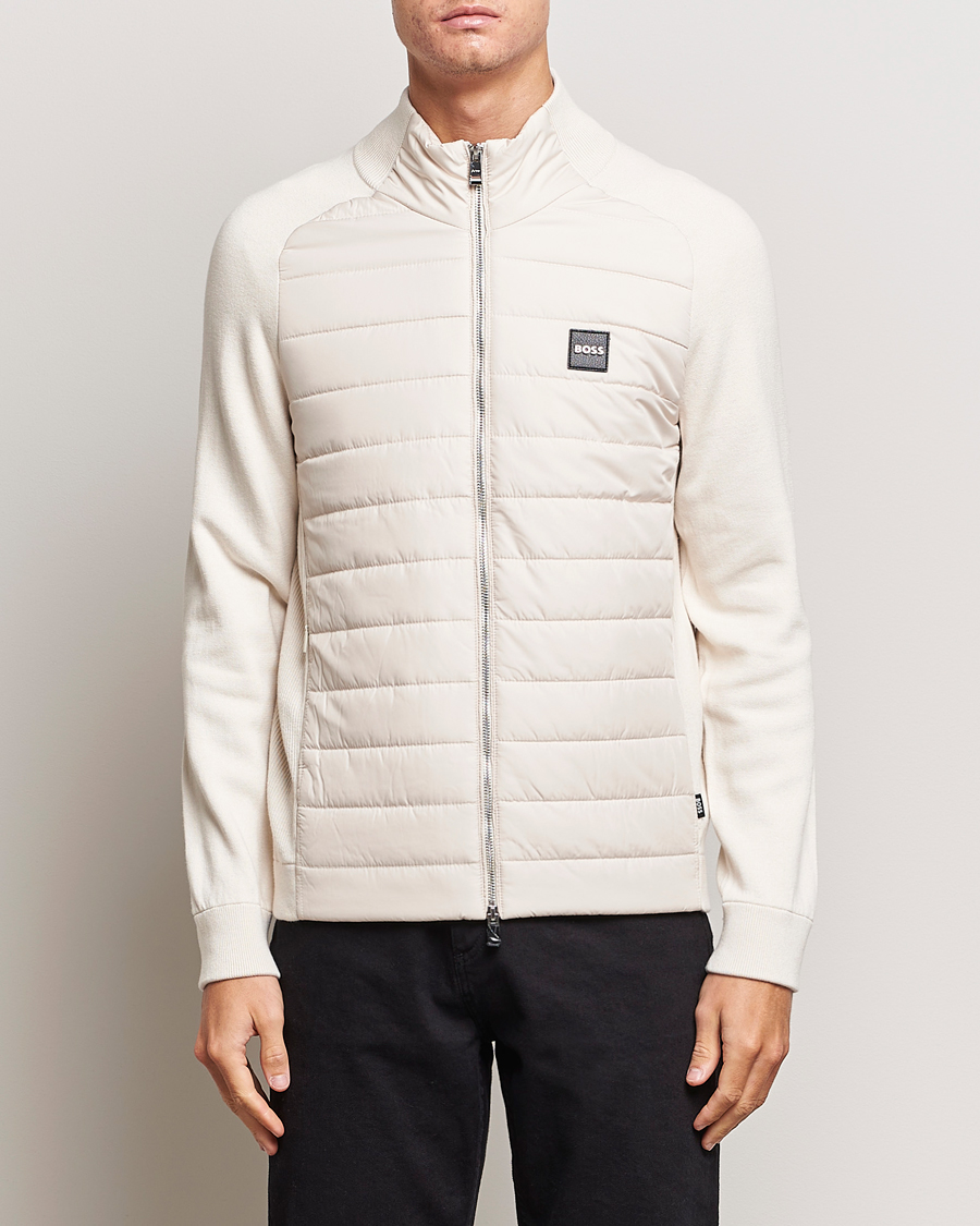 Herren | Pullover | BOSS BLACK | Medesimo Hybrid Full Zip Open White