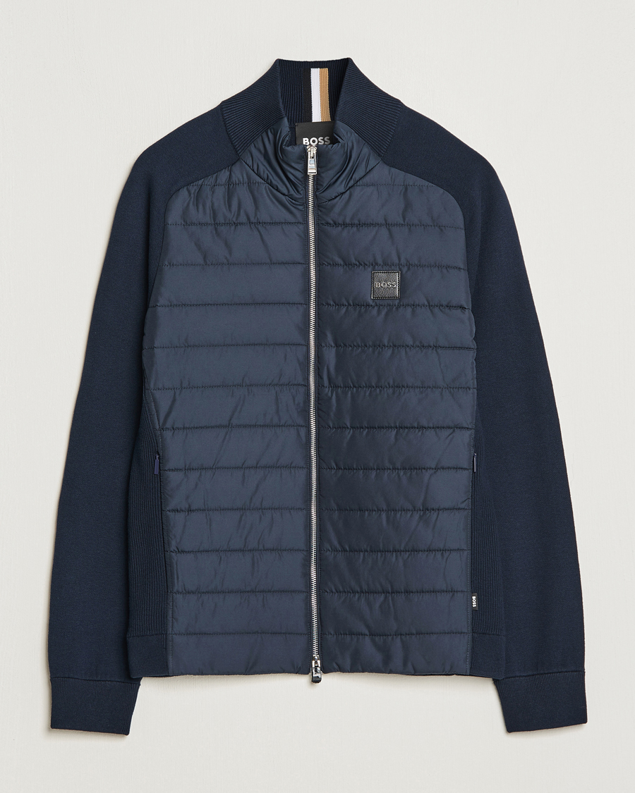 Herren | Pullover | BOSS BLACK | Medesimo Hybrid Full Zip Dark Blue