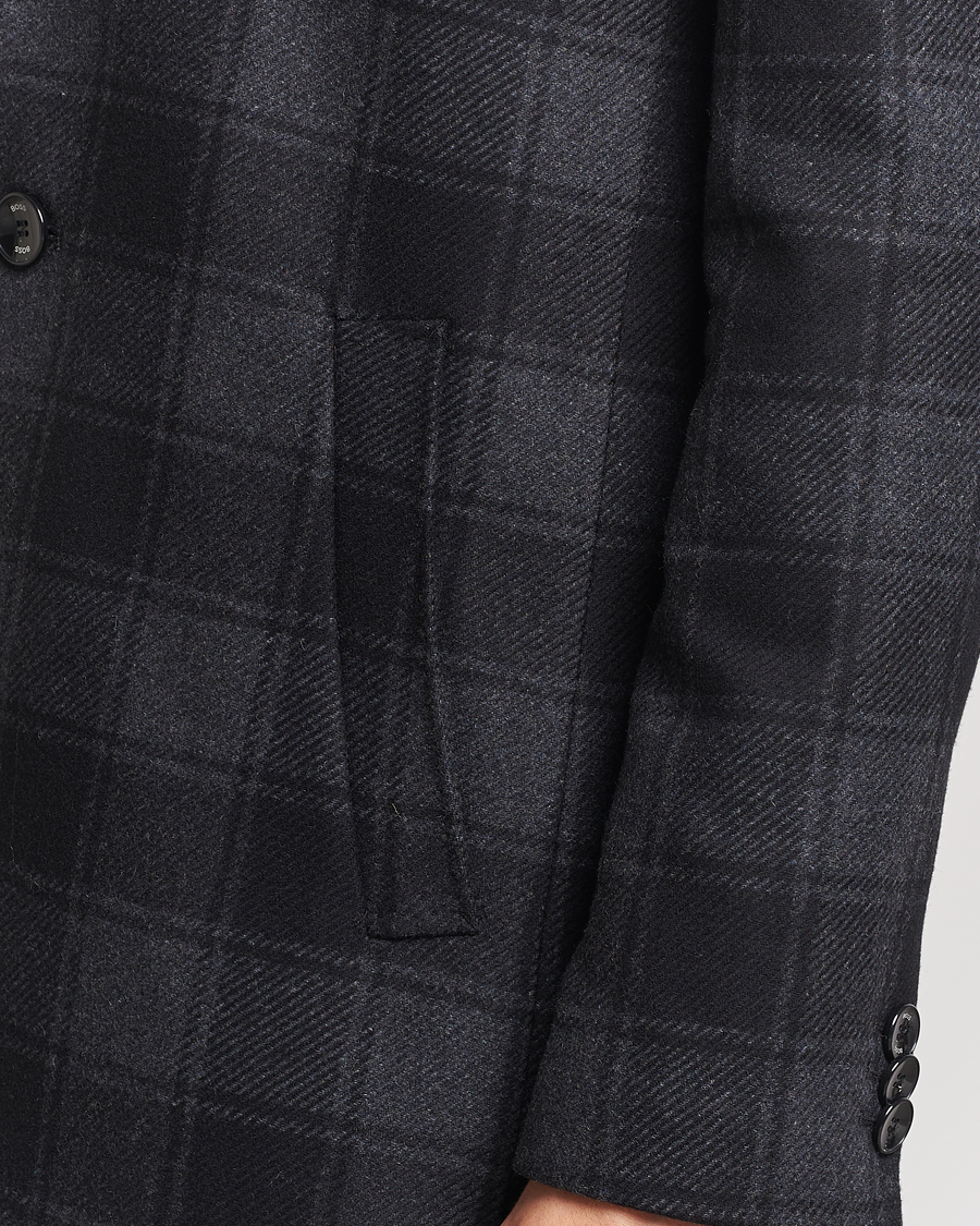 Herren | Jacken | BOSS BLACK | Hyde Wool Checked Coat Black/Grey