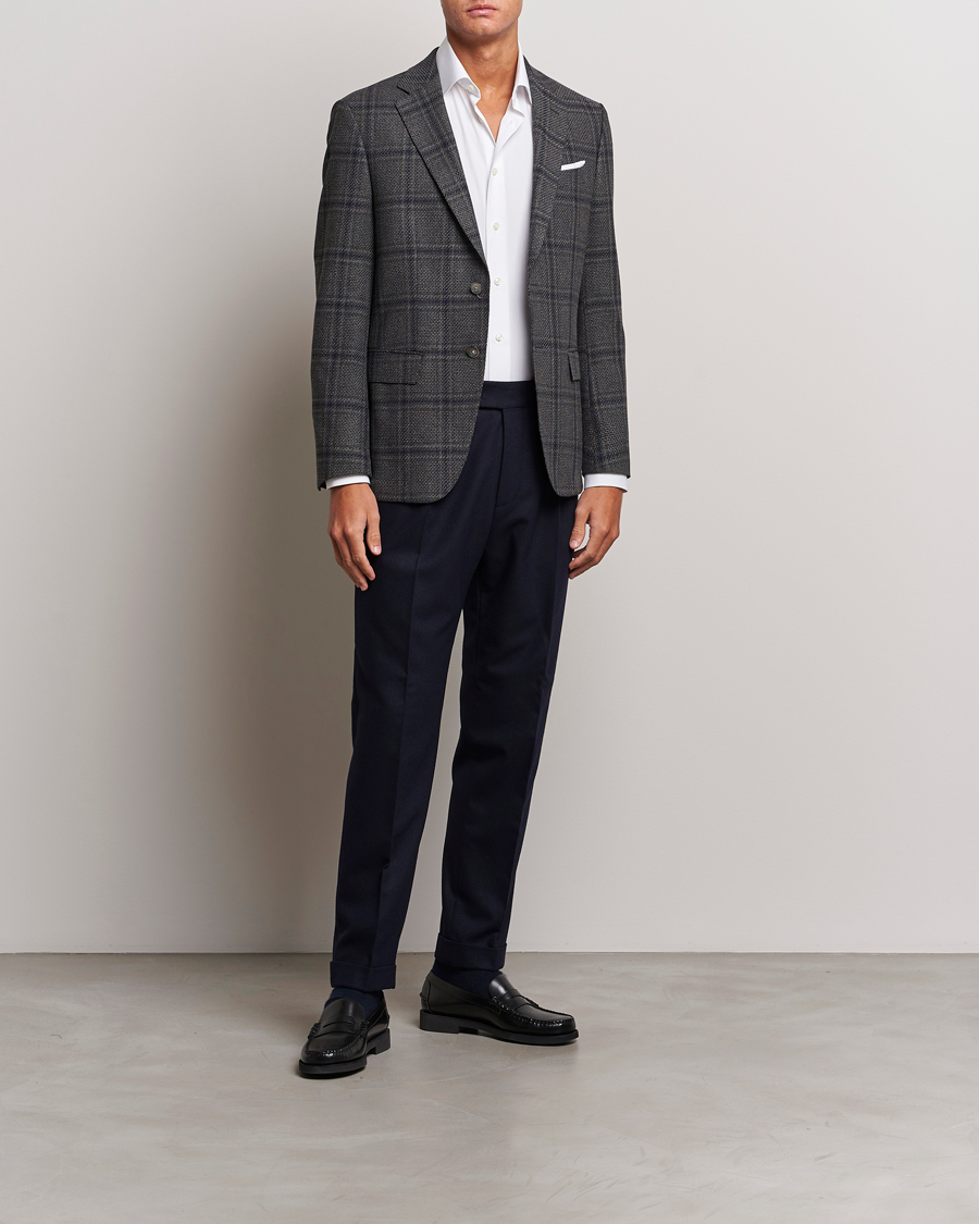 Herren | Sakkos | BOSS BLACK | Hutson Checked Wool Blazer Dark Grey