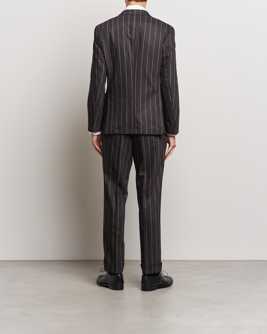 Herren | Anzüge | BOSS BLACK | Huge Double Breasted Pinstripe Suit Dark Brown