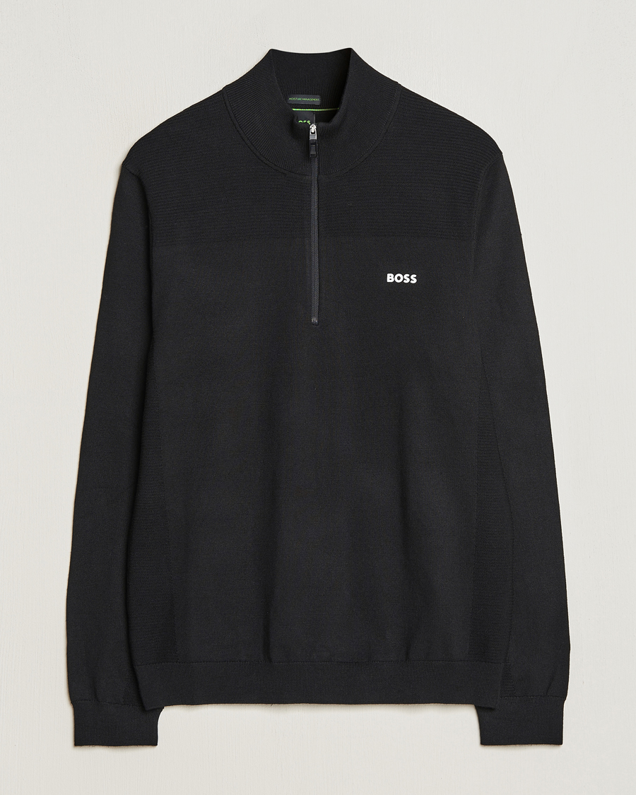 Herren | Pullover | BOSS GREEN | Momentum Knitted Half Zip Black