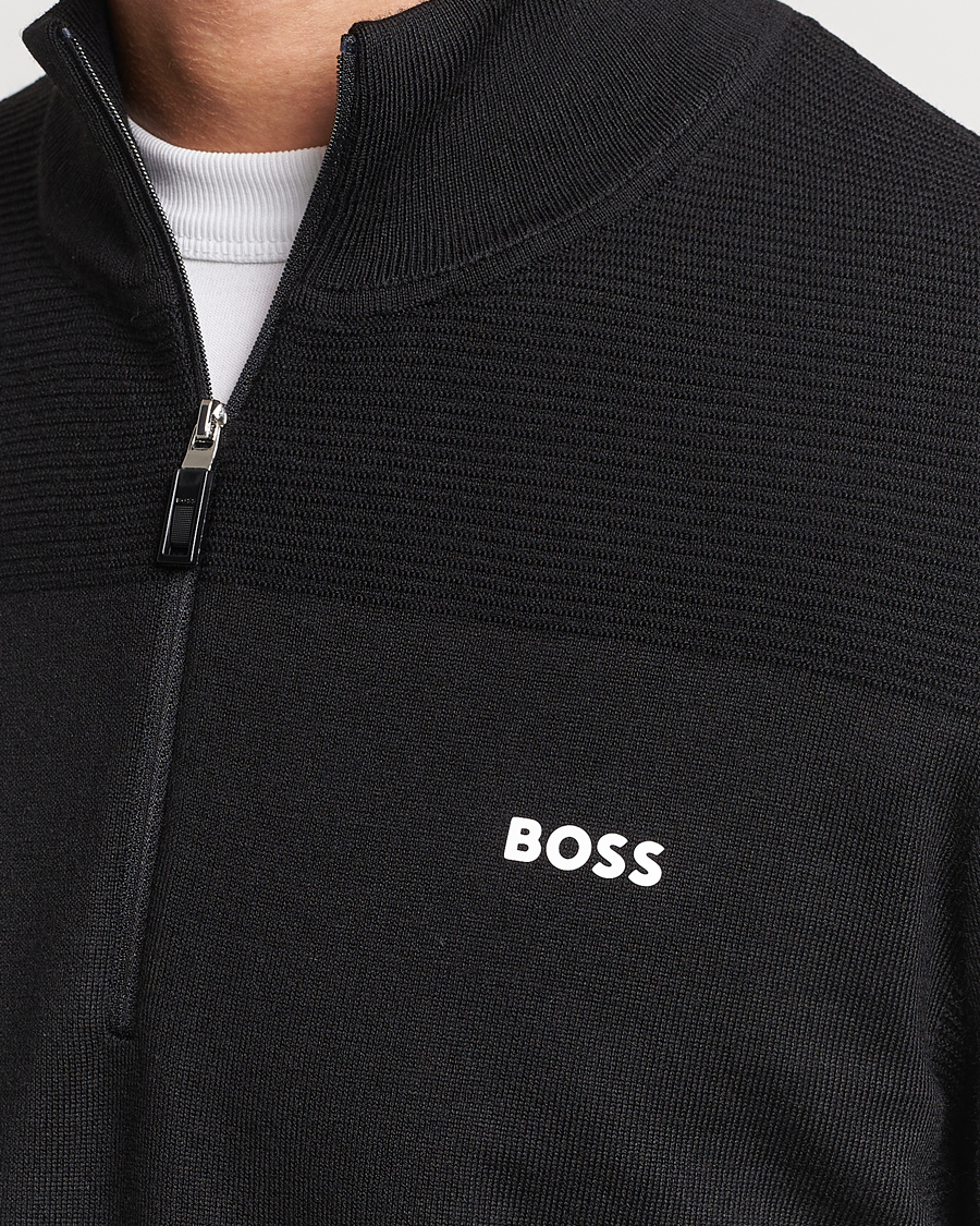 Herren | Pullover | BOSS GREEN | Momentum Knitted Half Zip Black