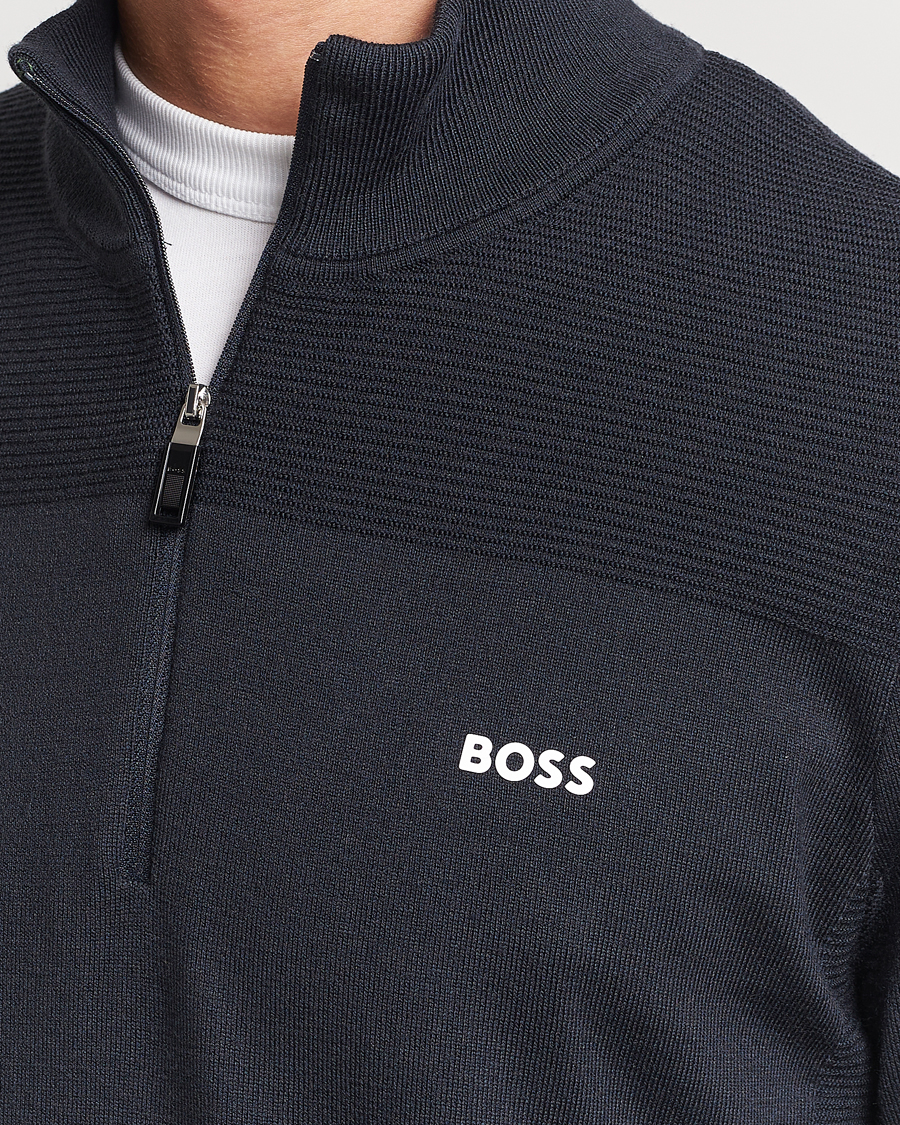 Herren | Pullover | BOSS GREEN | Momentum Knitted Half Zip Dark Blue
