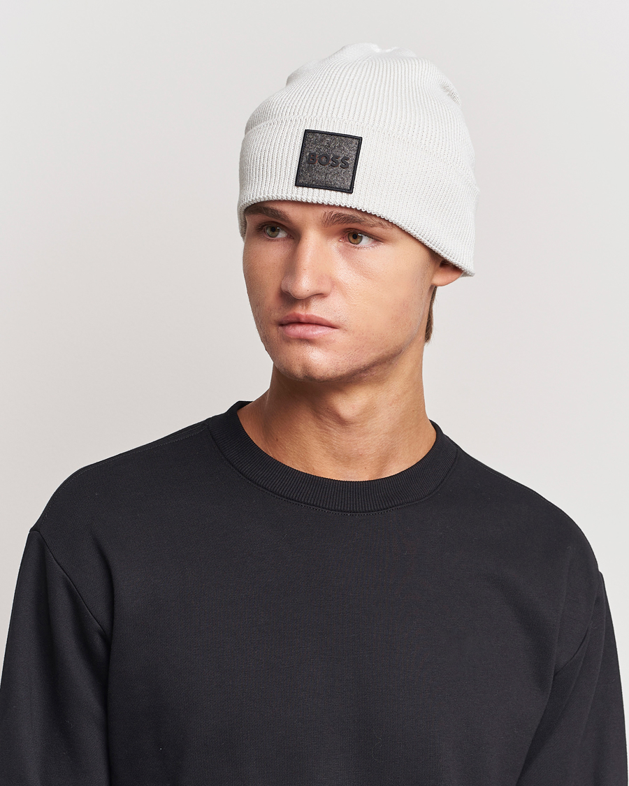 Herren | BOSS ORANGE Foxxy Logo Beanie Light Grey | BOSS ORANGE | Foxxy Logo Beanie Light Grey