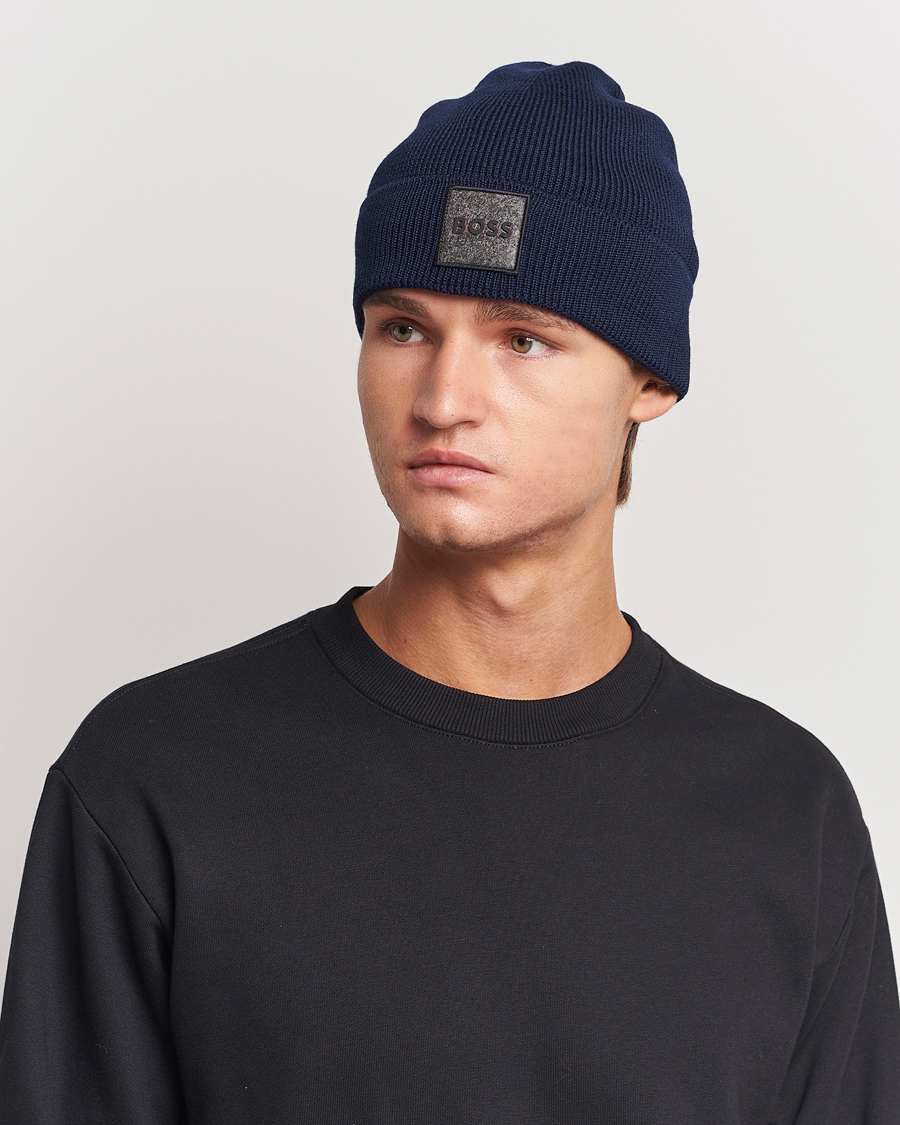 Herren | BOSS ORANGE Foxxy Logo Beanie Dark Blue | BOSS ORANGE | Foxxy Logo Beanie Dark Blue