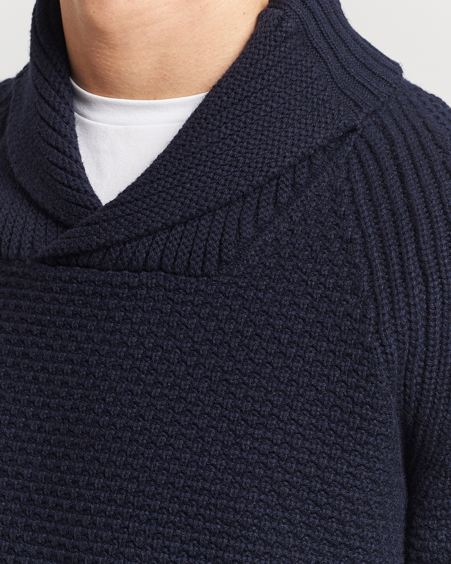 Herren | Pullover | BOSS ORANGE | Amado Heavy Knitted Shawl Collar Sweater Dark Blue