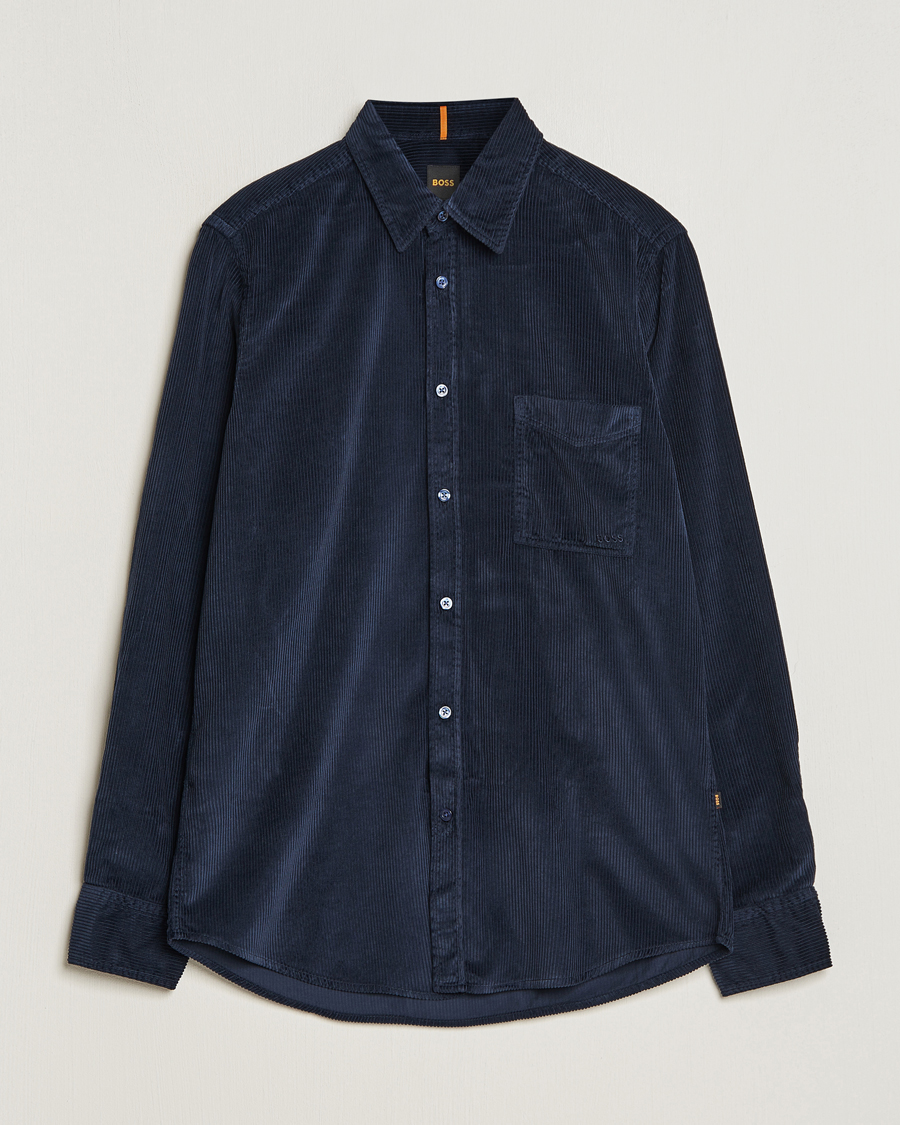 Herren | Hemden | BOSS ORANGE | Relegant Corduroy Shirt Dark Blue