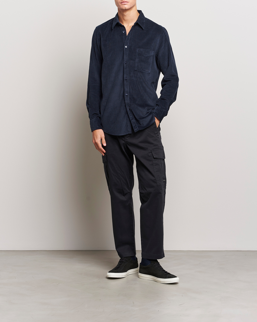 Herren | Hemden | BOSS ORANGE | Relegant Corduroy Shirt Dark Blue