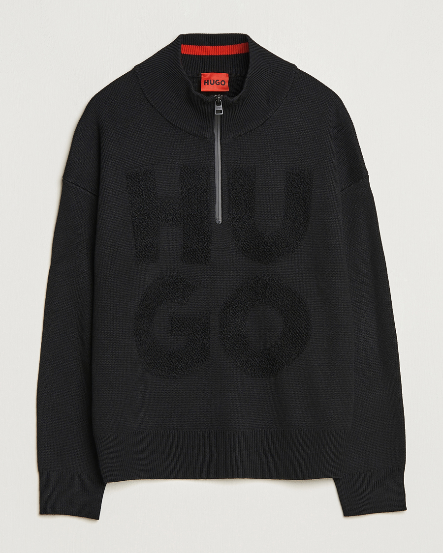 Herren | Pullover | HUGO | Sonel Knitted Half Zip Black