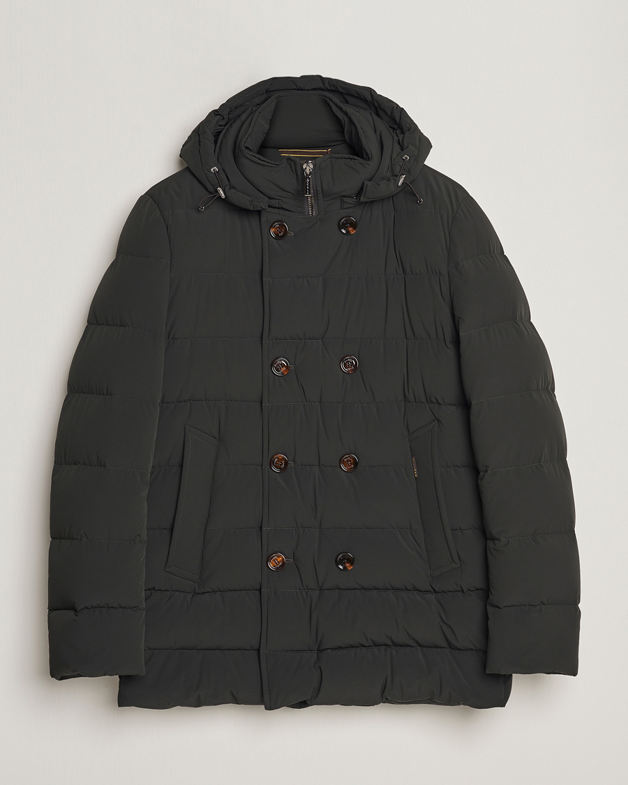 Herren | Jacken | MooRER | Florio Double Breasted Nylon Coat Dark Green