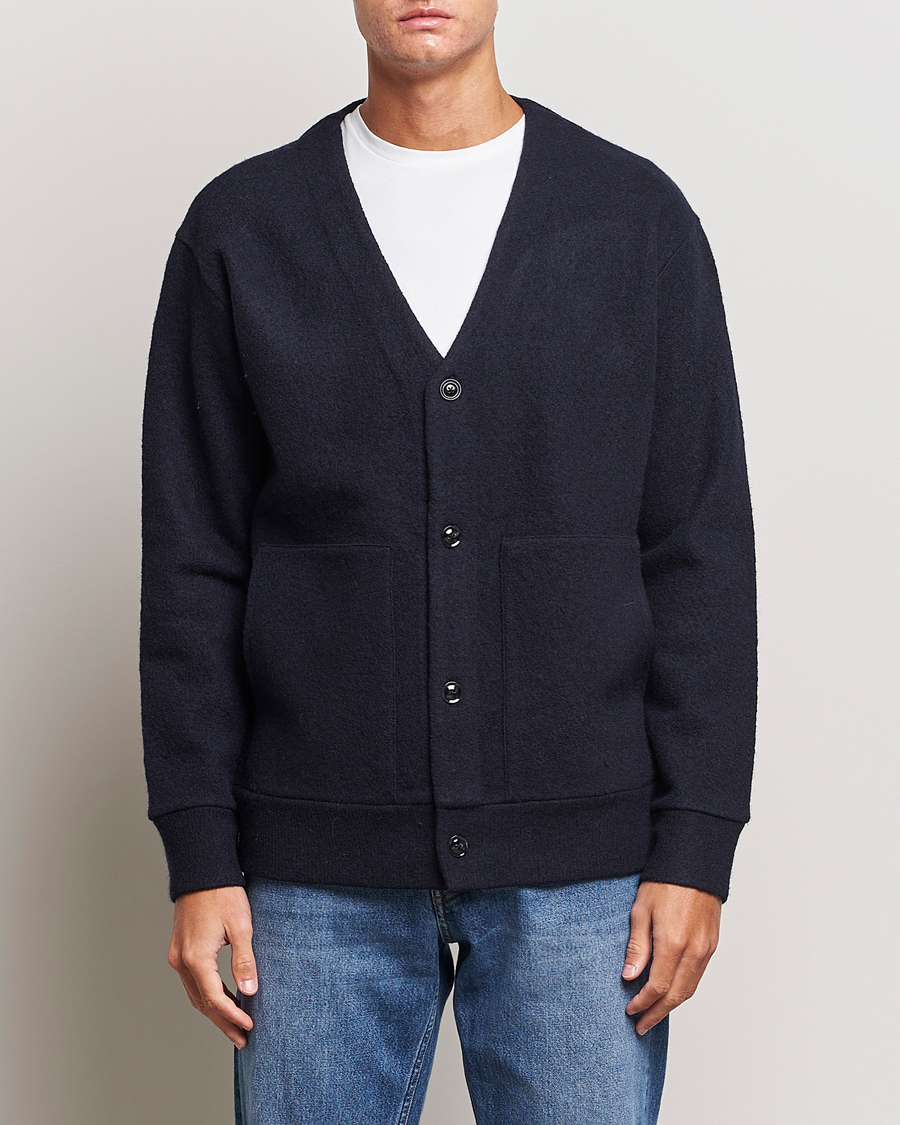 Herren | Pullover | NN07 | Ice Boiled Wool Cardigan Navy Blue