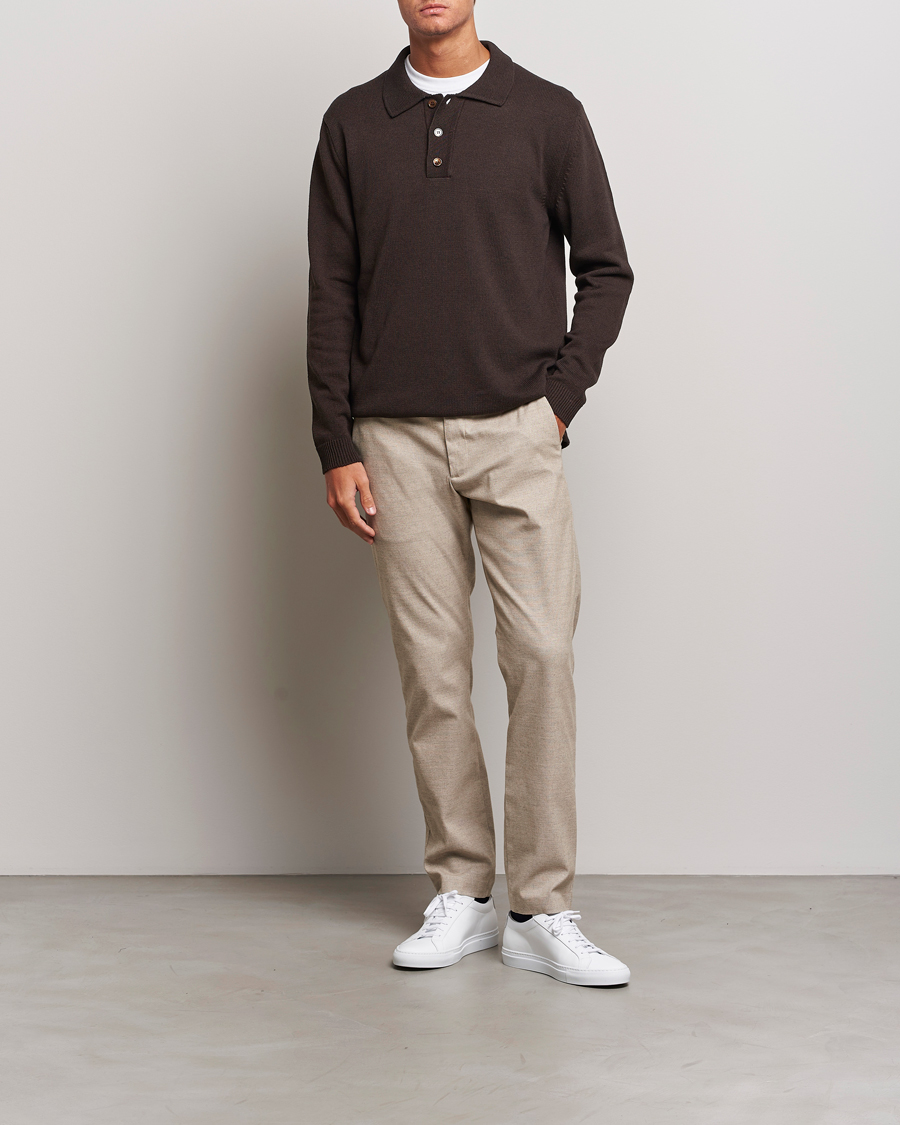 Herren | Pullover | NN07 | Vito Knitted Polo Demitasse Brown