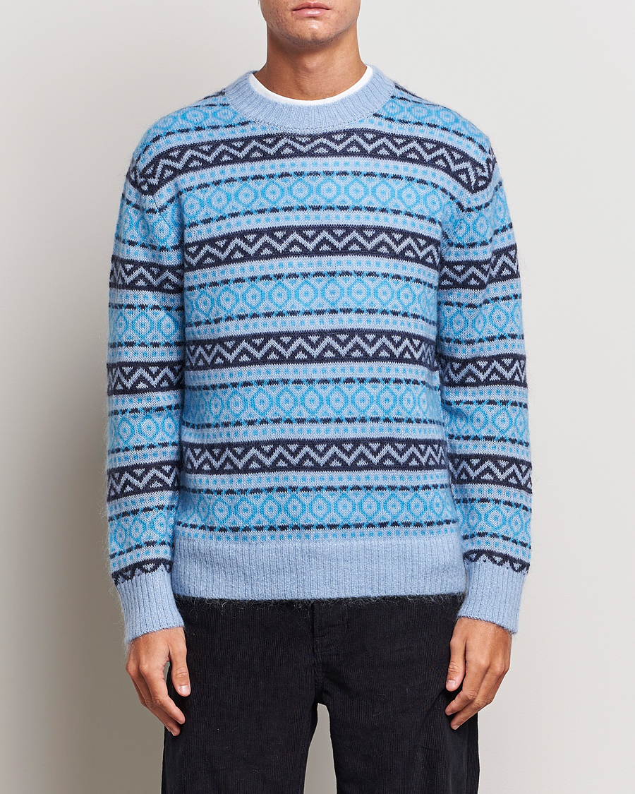 Herren | Pullover | NN07 | Grant Wool Fairisle Sweater Light Blue