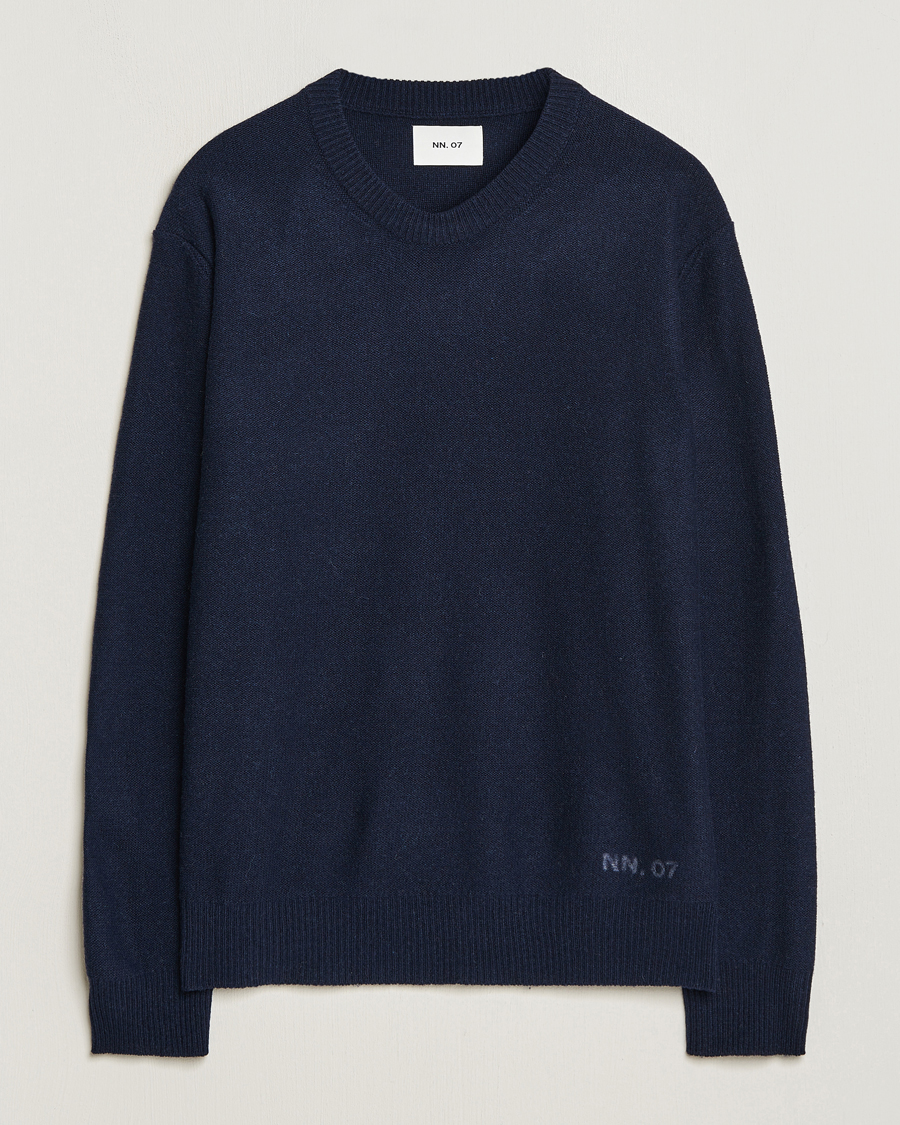 Herren | Pullover | NN07 | Nigel Lambswool Knitted Crew Neck Navy Blue