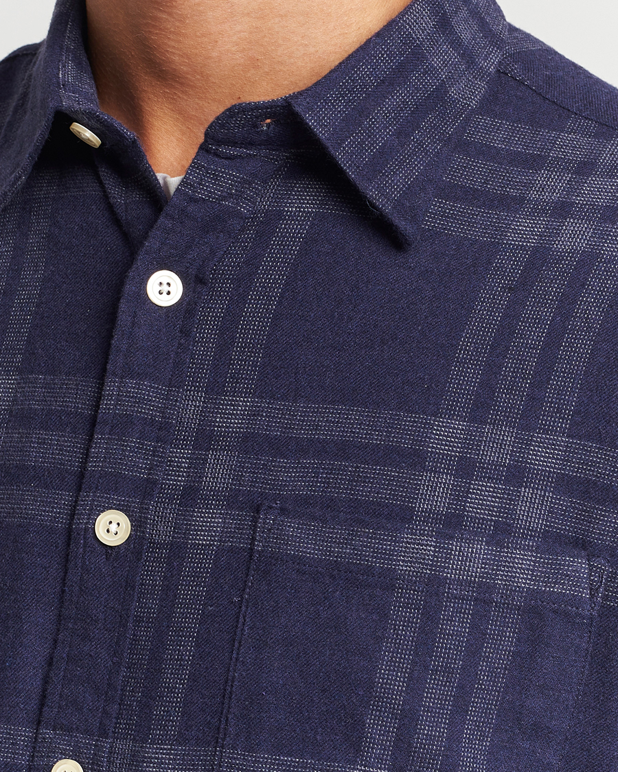 Herren | Hemden | NN07 | Deon Brushed Flannel Checked Shirt Navy Blue
