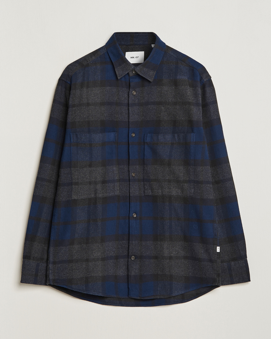 Herren | Hemden | NN07 | Freddie Checked Overshirt Navy/Grey