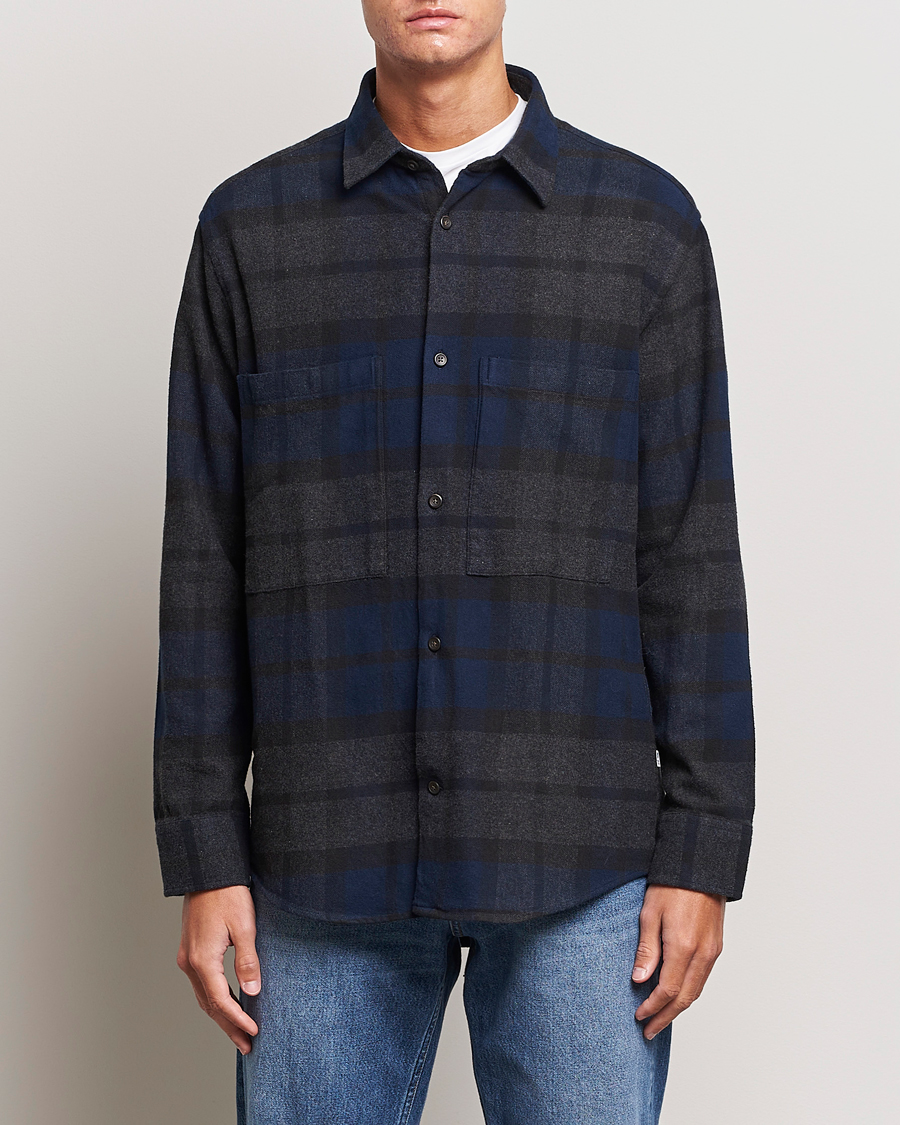 Herren | Hemden | NN07 | Freddie Checked Overshirt Navy/Grey
