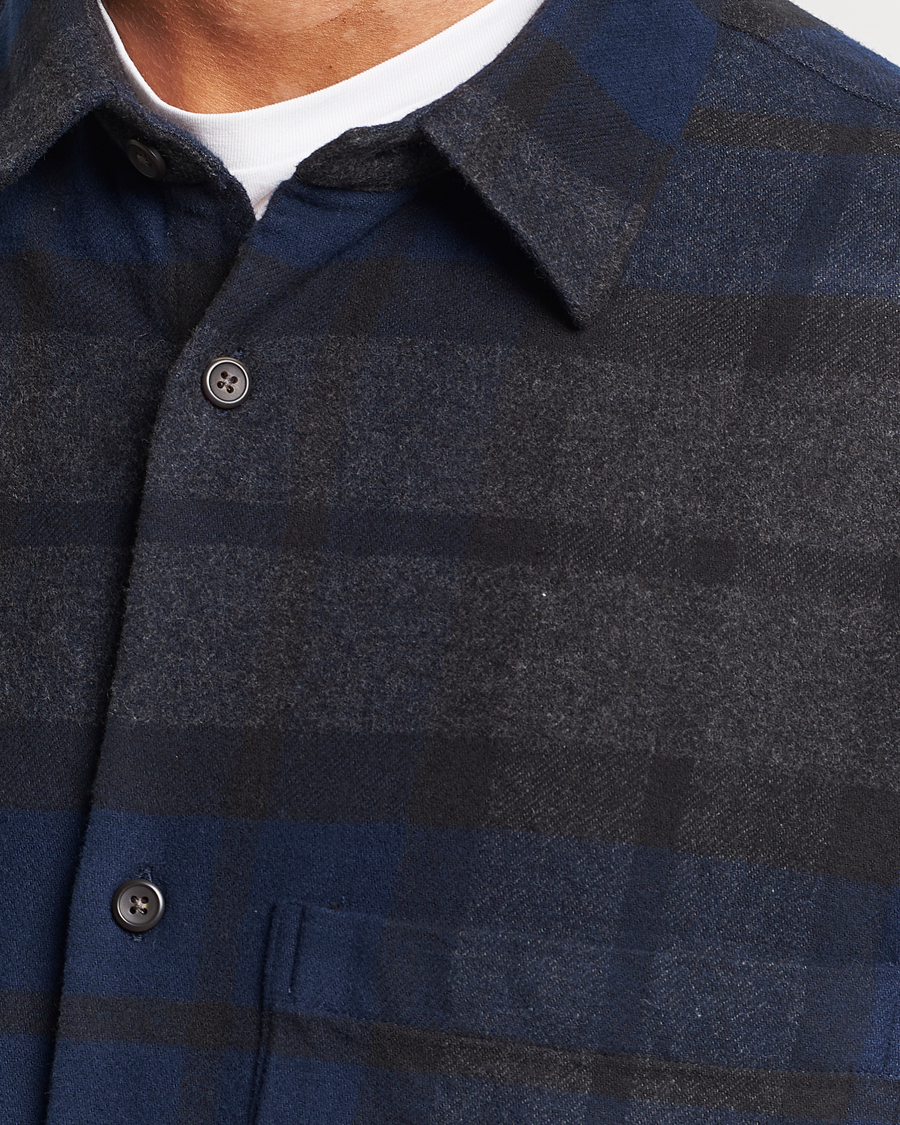 Herren | Hemden | NN07 | Freddie Checked Overshirt Navy/Grey