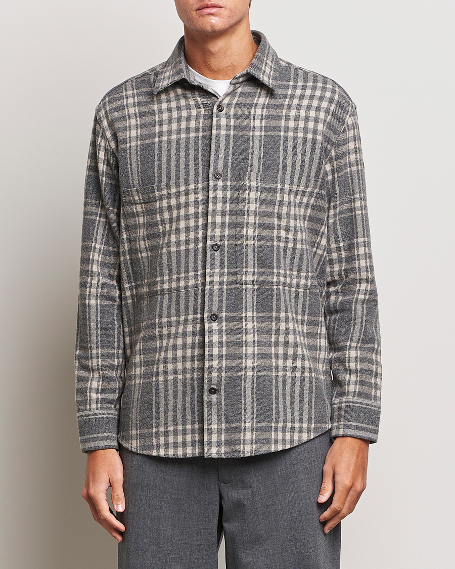 Herren | Hemden | NN07 | Freddie Checked Overshirt Grey/Cream
