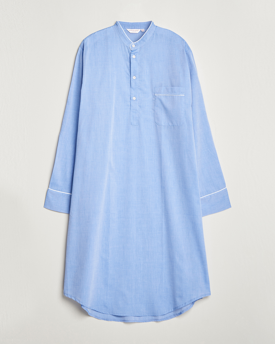 Herren | Schlafanzüge & Bademäntel | Derek Rose | Cotton Pullover Nightshirt Light Blue