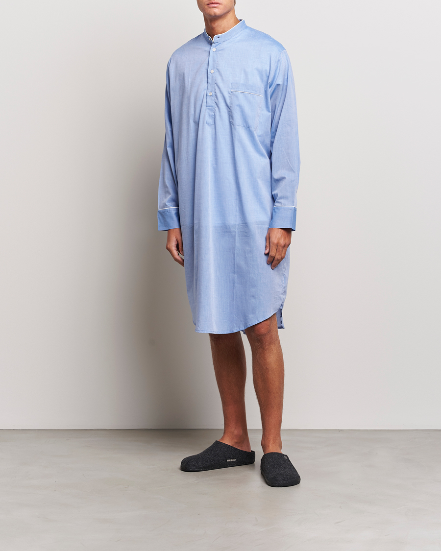 Herren | Derek Rose Cotton Pullover Nightshirt Light Blue | Derek Rose | Cotton Pullover Nightshirt Light Blue