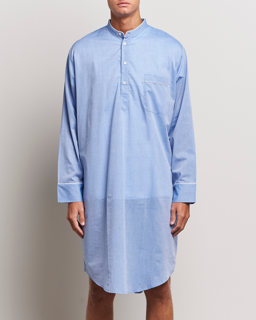 Herren | Derek Rose Cotton Pullover Nightshirt Light Blue | Derek Rose | Cotton Pullover Nightshirt Light Blue