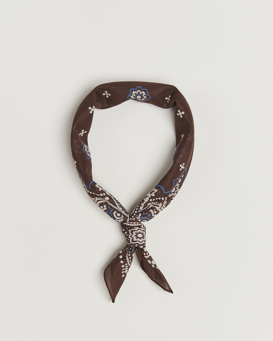 Herren | Amanda Christensen Cotton Voilé Printed Flower Bandana Brown | Amanda Christensen | Cotton Voilé Printed Flower Bandana Brown