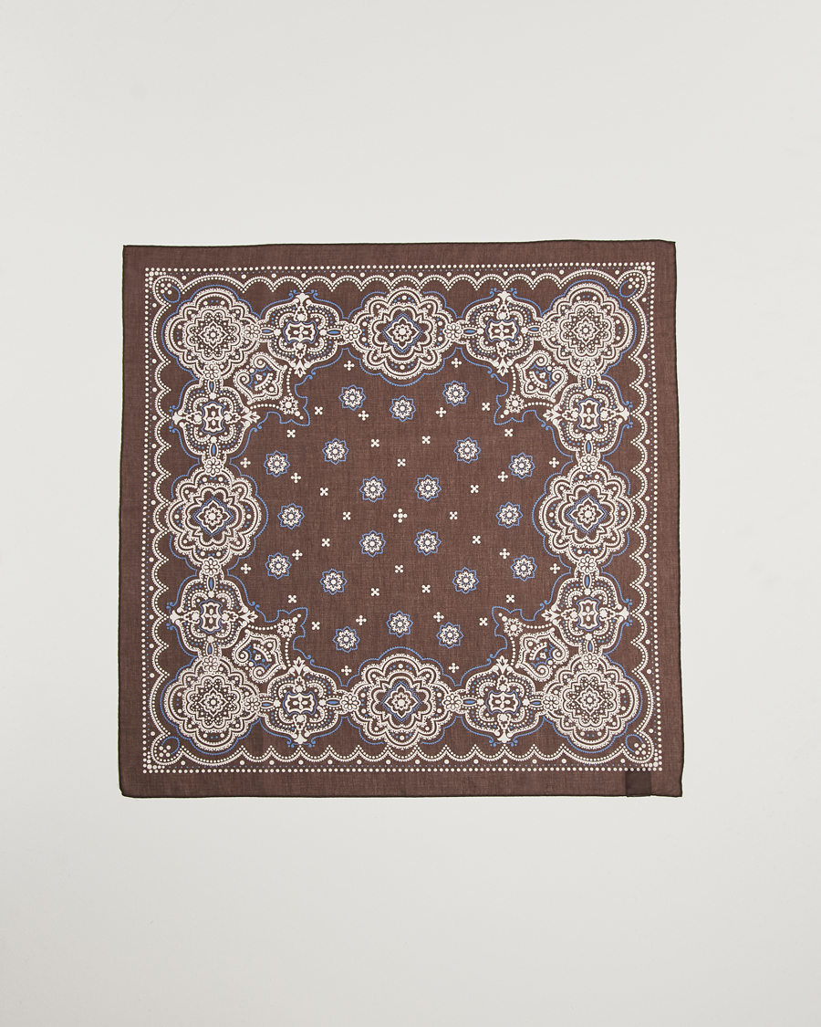 Herren | Amanda Christensen Cotton Voilé Printed Flower Bandana Brown | Amanda Christensen | Cotton Voilé Printed Flower Bandana Brown