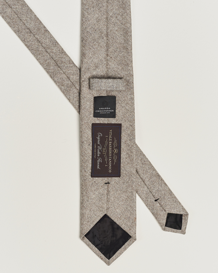 Herren | Krawatten | Amanda Christensen | Wool Flannel 8cm Tie Beige