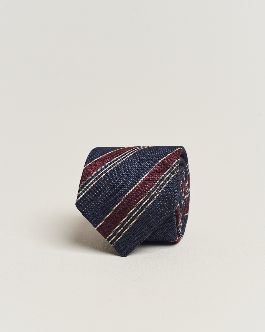 Herren | Amanda Christensen Cotton/Wool/Silk 8cm Regimental Stripe Tie Navy/Red | Amanda Christensen | Cotton/Wool/Silk 8cm Regimental Stripe Tie Navy/Red