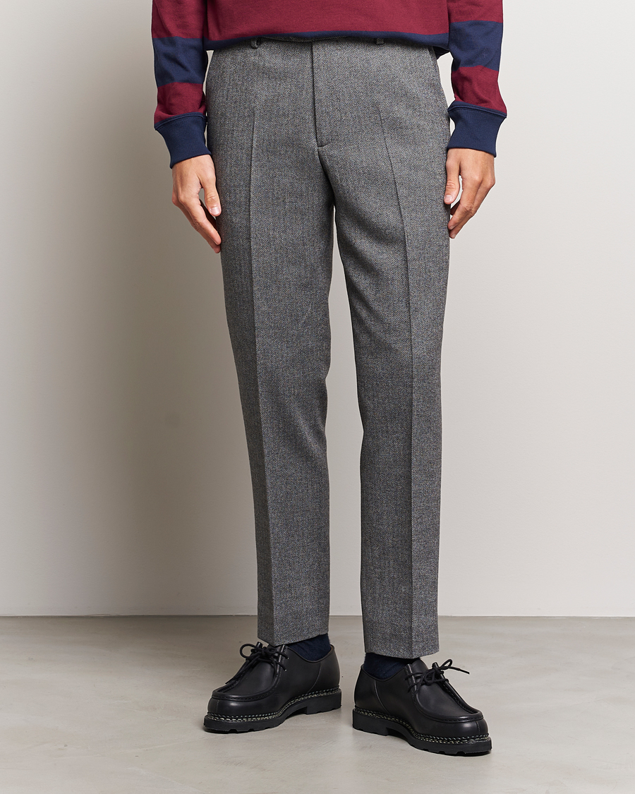 Herren | Hosen | Gant | Tapered Herringbone Wool Pants Black
