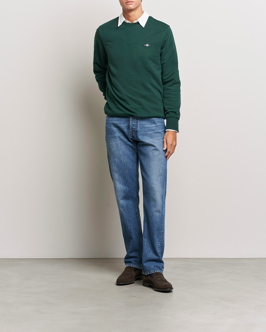 Herren | Pullover | GANT | Original Crew Neck Sweatshirt Tartan Green