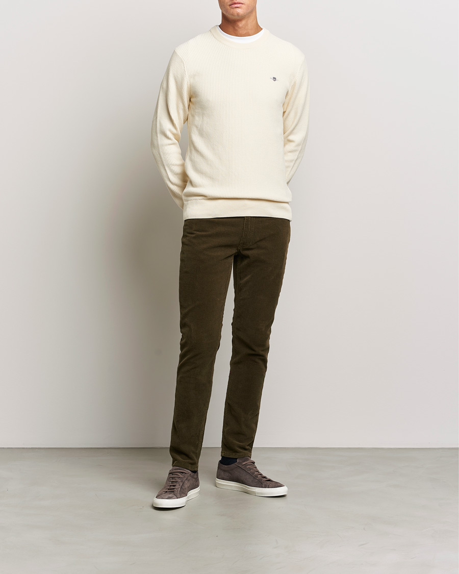 Herren | Pullover | GANT | Cotton Micro Textured Crew Neck Cream