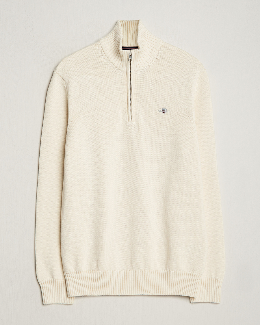 Herren | Pullover | GANT | Casual Cotton Half Zip Cream