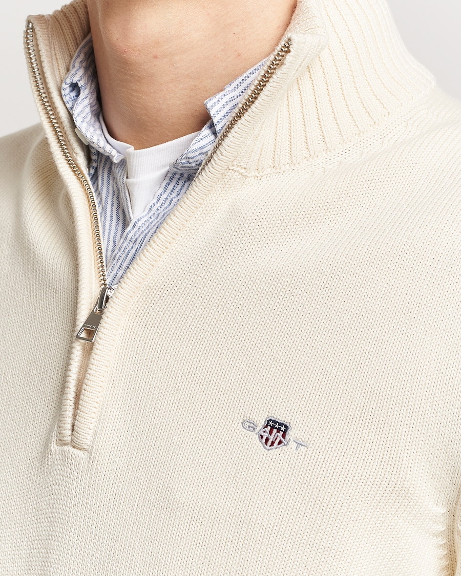 Herren | Pullover | GANT | Casual Cotton Half Zip Cream