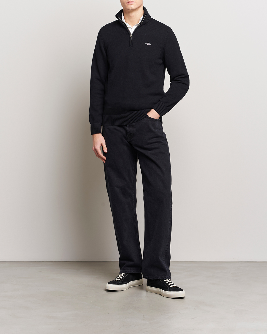Herren | Pullover | GANT | Cotton Half Zip Black